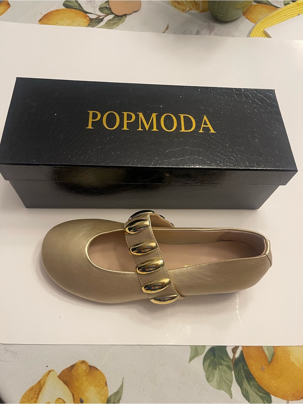 Gold Chain Mary Jane Flats - Picture 2 of 8